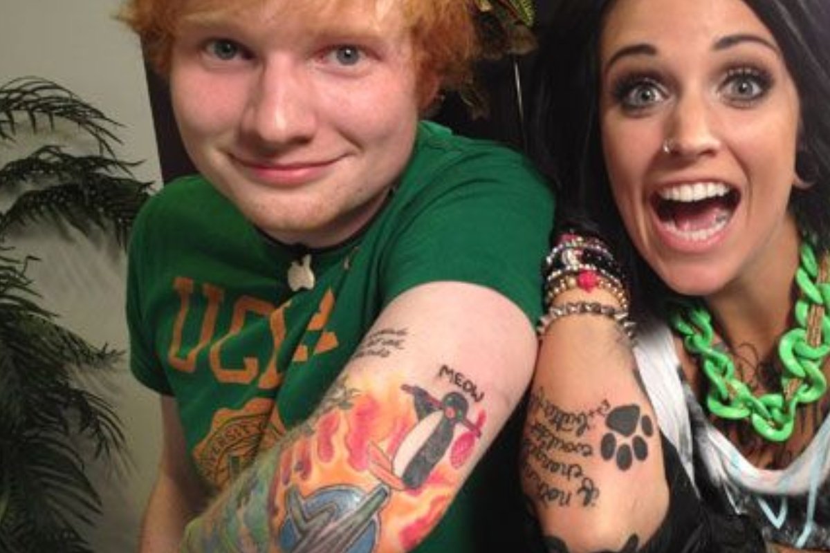 The bunny drawing tattoo of Ed Sheeran