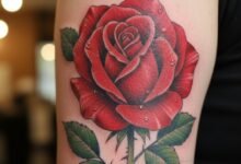 What does a red rose tattoo mean?